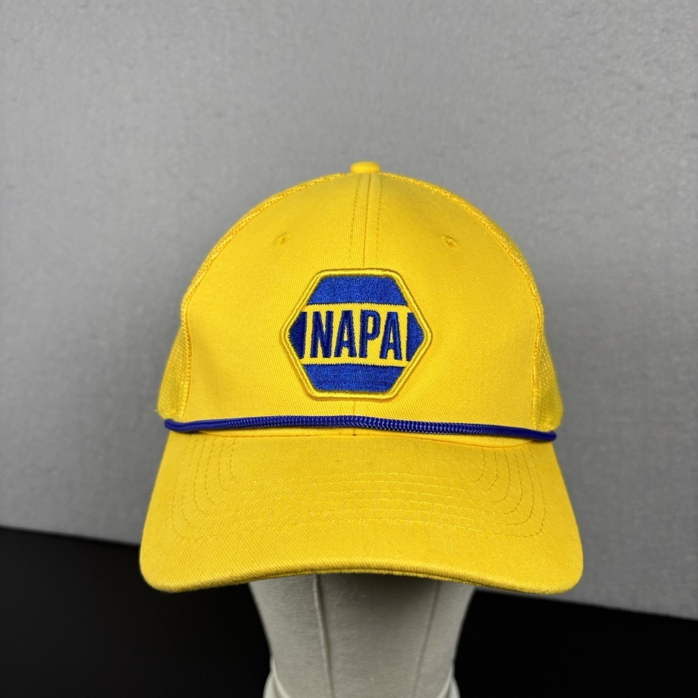 Napa Auto Parts 100th Anniversary Rope Hat Hook/Loop Cap Adjustable Yellow Blue